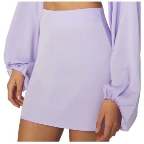 NWT WeWoreWhat REVOLVE Mini Slip Skirt Satin Charmeuse Heather Purple S - Picture 1 of 7